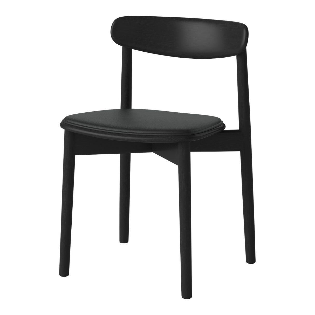 Merge Esszimmerstuhl aus schwarz lackierter Eiche gepolstert, Sydney by Spoor - Leder, Black - ZEN ZONE Furniture