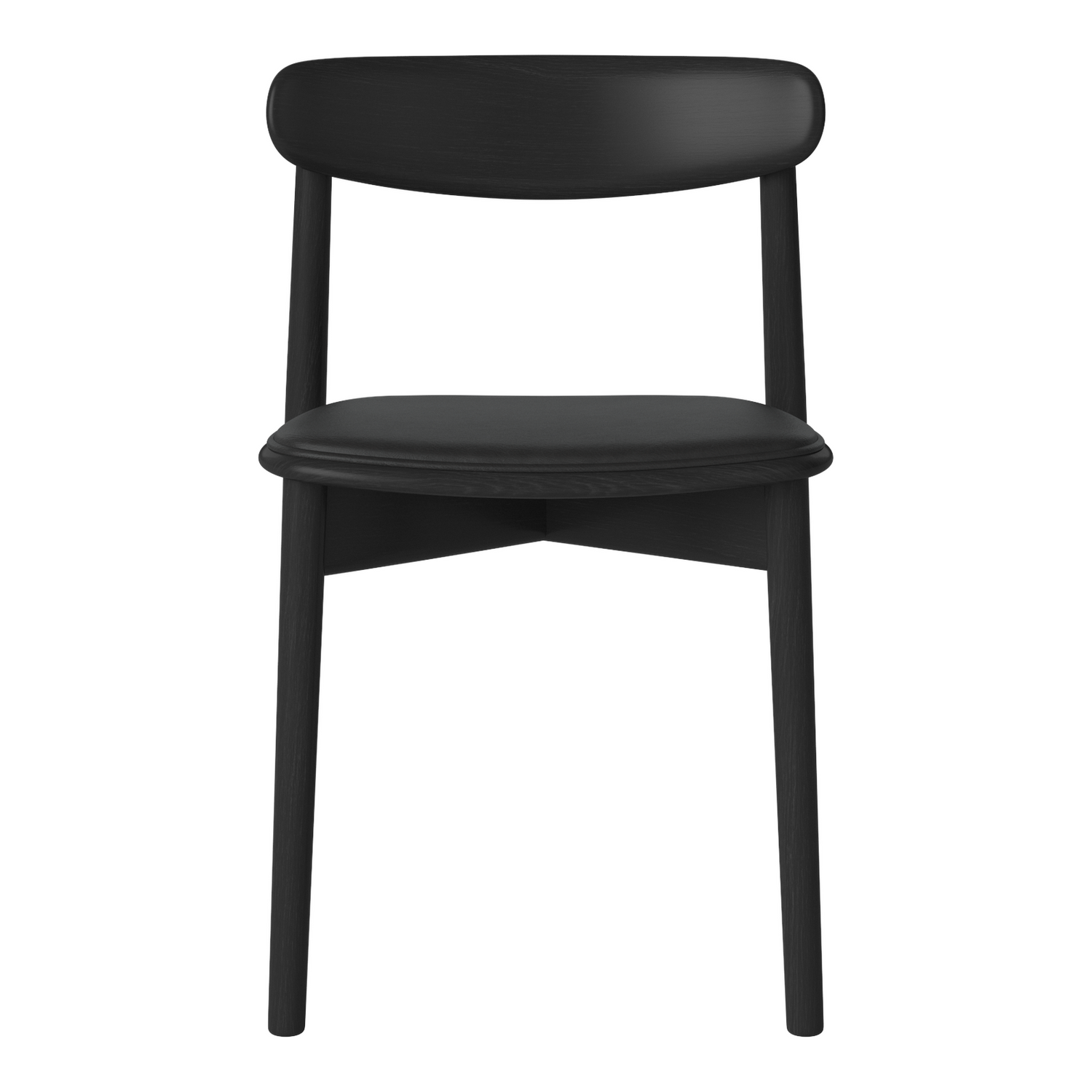 Merge Esszimmerstuhl aus schwarz lackierter Eiche gepolstert, Sydney by Spoor - Leder, Black - ZEN ZONE Furniture