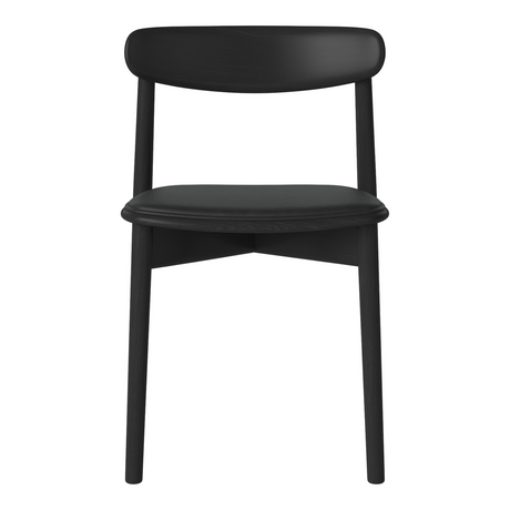 Merge Esszimmerstuhl aus schwarz lackierter Eiche gepolstert, Sydney by Spoor - Leder, Black - ZEN ZONE Furniture