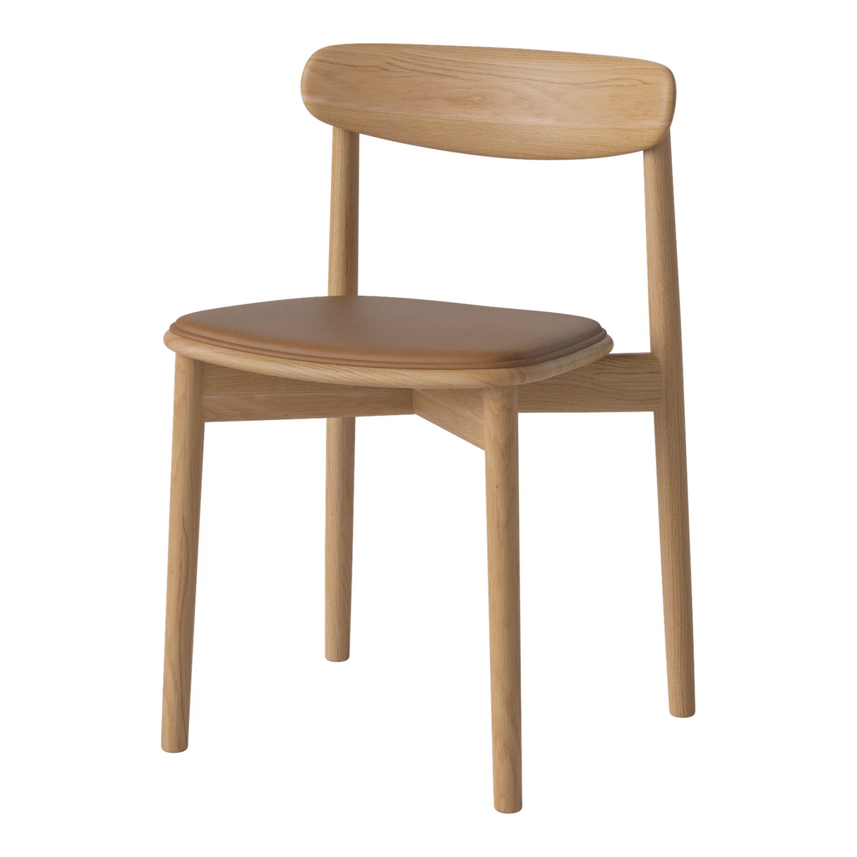 Merge Esszimmerstuhl gepolstert aus geölter Eiche, Sydney by Spoor - Leder, Cognac - ZEN ZONE Furniture