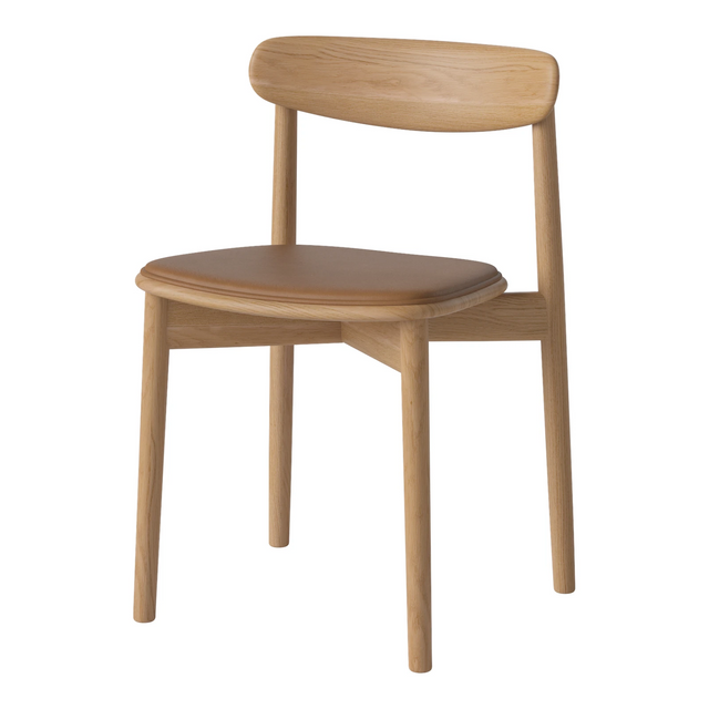 Merge Esszimmerstuhl gepolstert aus geölter Eiche, Sydney by Spoor - Leder, Cognac - ZEN ZONE Furniture