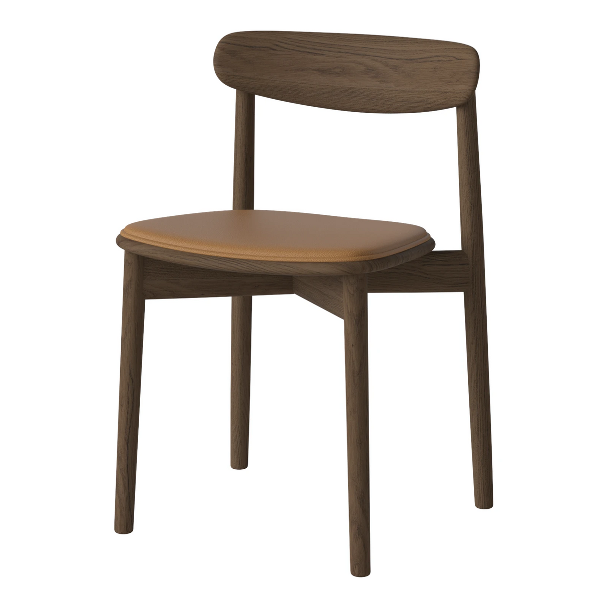 Merge Esszimmerstuhl aus dunkel geölter Eiche gepolstert, Sydney by Spoor - Leder, Light Cognac - ZEN ZONE Furniture