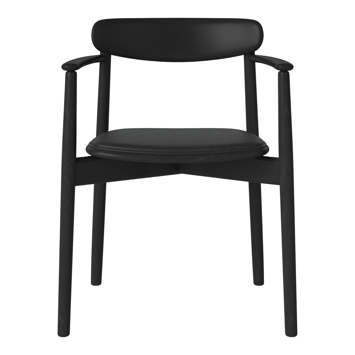 Merge Gepolsterter Esstischstuhl mit Armlehne aus Eiche schwarz lackiert, Sydney by Spoor - Leder, Black - ZEN ZONE Furniture