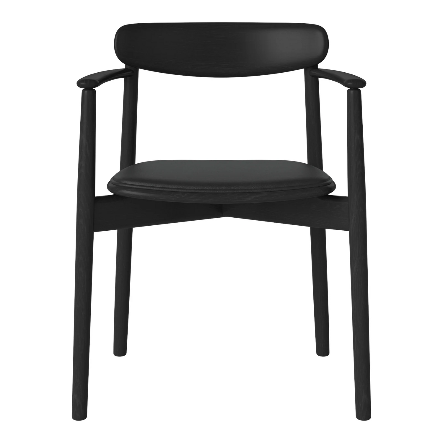 Merge Gepolsterter Esstischstuhl mit Armlehne aus Eiche schwarz lackiert, Sydney by Spoor - Leder, Black - ZEN ZONE Furniture