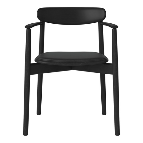 Merge Gepolsterter Esstischstuhl mit Armlehne aus Eiche schwarz lackiert, Sydney by Spoor - Leder, Black - ZEN ZONE Furniture