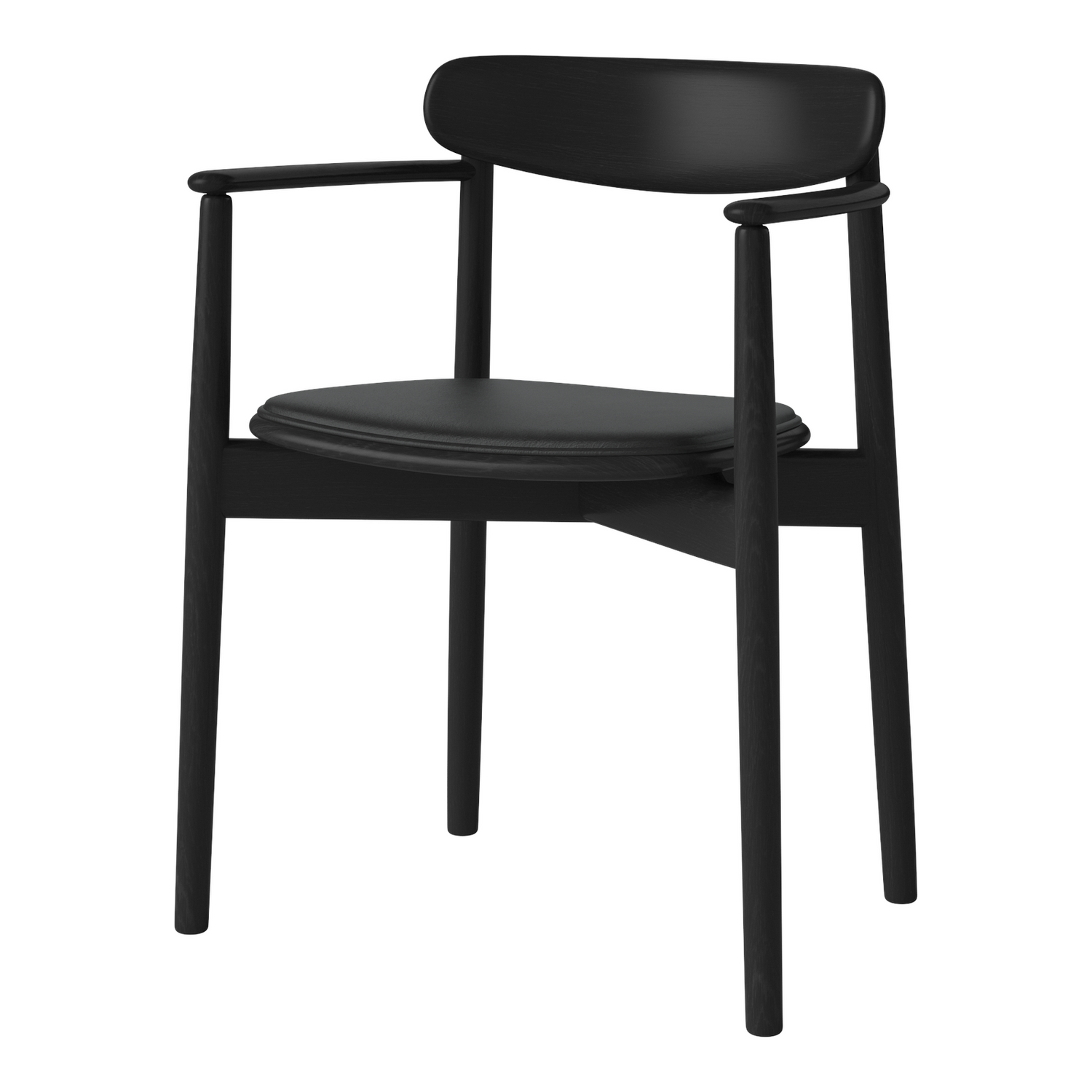 Merge Gepolsterter Esstischstuhl mit Armlehne aus Eiche schwarz lackiert, Sydney by Spoor - Leder, Black - ZEN ZONE Furniture