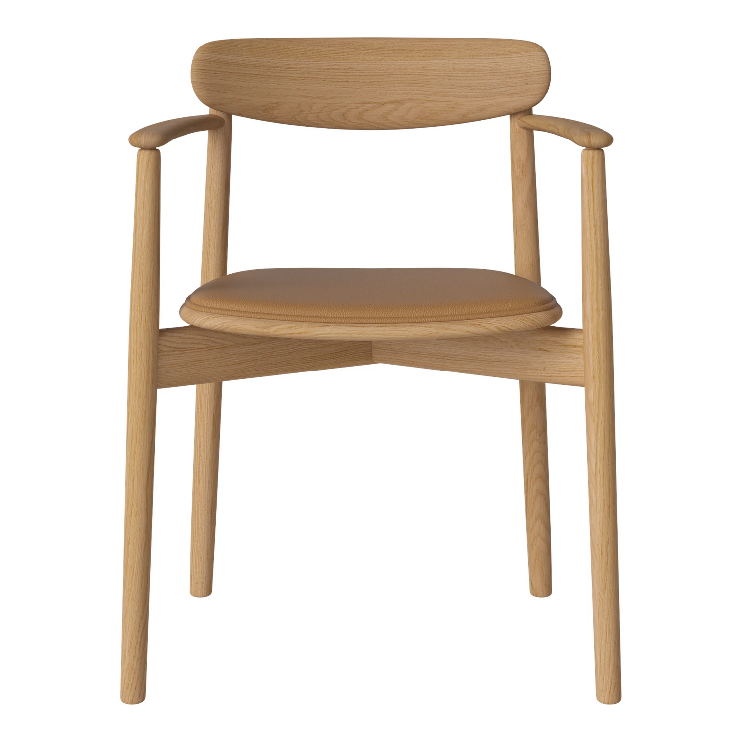 Merge Gepolsterter Esstischstuhl mit Armlehne aus geölter Eiche, Sydney by Spoor - Leder, Light Cognac - ZEN ZONE Furniture