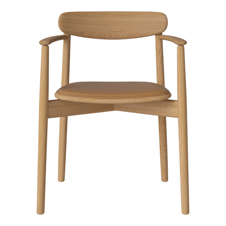 Merge Gepolsterter Esstischstuhl mit Armlehne aus geölter Eiche, Sydney by Spoor - Leder, Light Cognac - ZEN ZONE Furniture