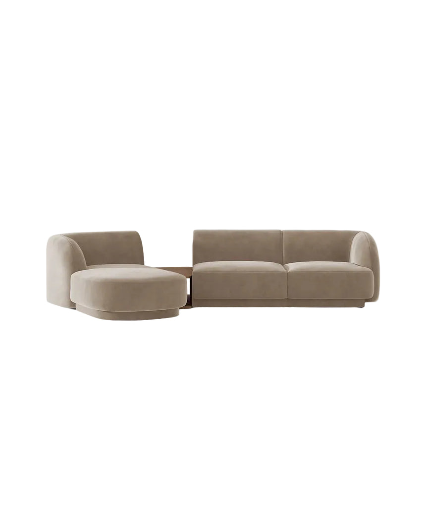 Miley Modulares 3-Sitzer Sofa, Linke Seite, aus Samt, Boucle oder Chenille, 303x178 cm - ZEN ZONE Furniture