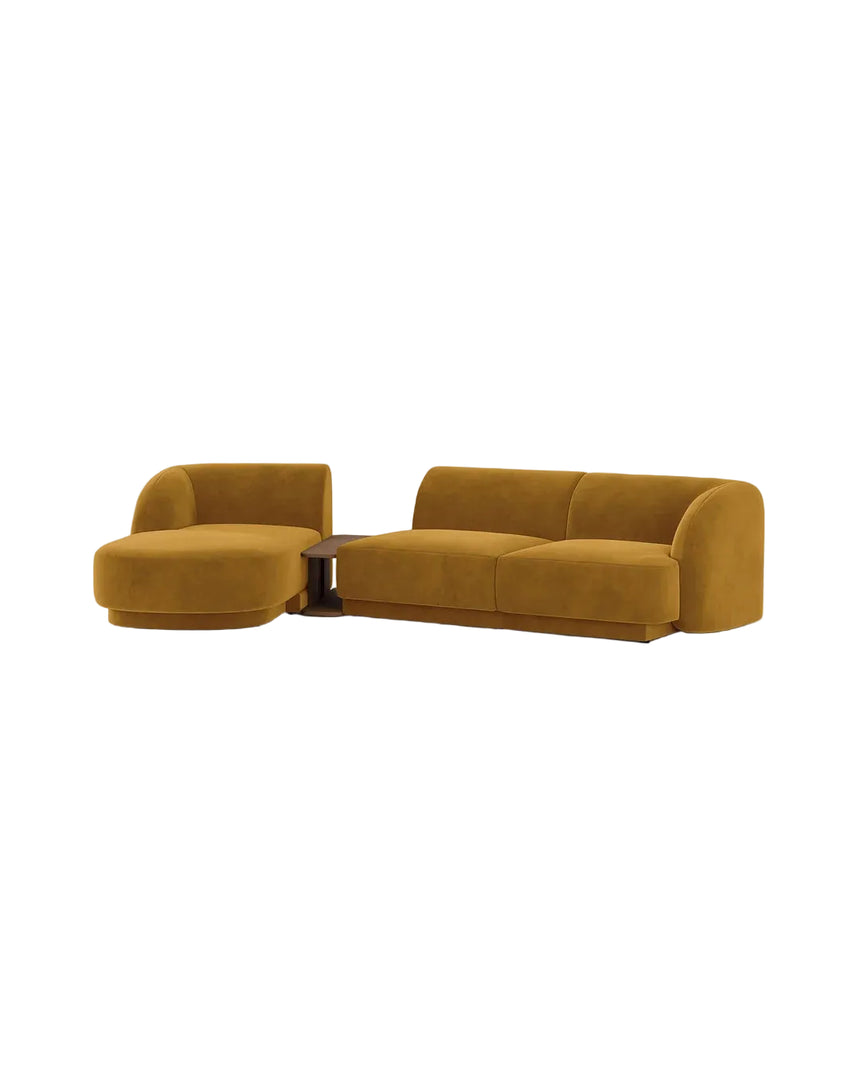 Miley Modulares 3-Sitzer Sofa, Linke Seite, aus Samt, Boucle oder Chenille, 303x178 cm - ZEN ZONE Furniture