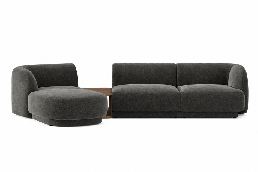 Miley Modulares 3-Sitzer Sofa, Linke Seite, aus Samt, Boucle oder Chenille, 303x178 cm - ZEN ZONE Furniture