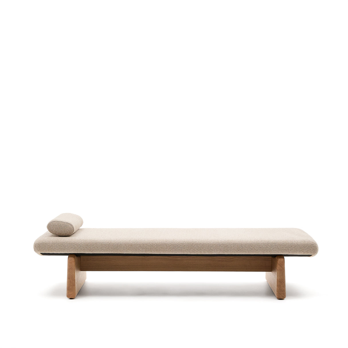 Daybed Topaz aus beigefarbenem Chenille und massivem Eschenholz mit natürlichem Finish 200 cm FSC 100% - ZEN ZONE Furniture