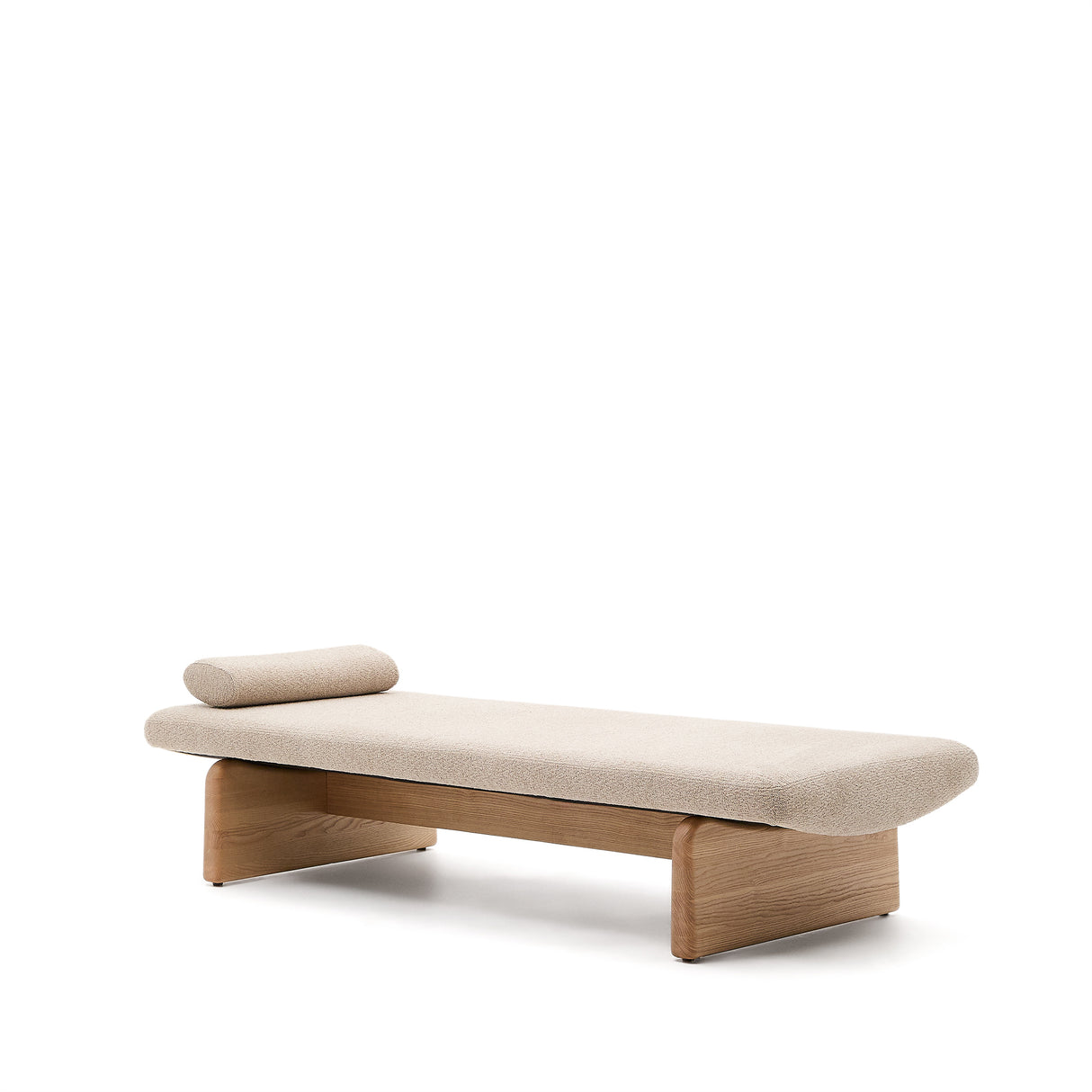 Daybed Topaz aus beigefarbenem Chenille und massivem Eschenholz mit natürlichem Finish 200 cm FSC 100% - ZEN ZONE Furniture