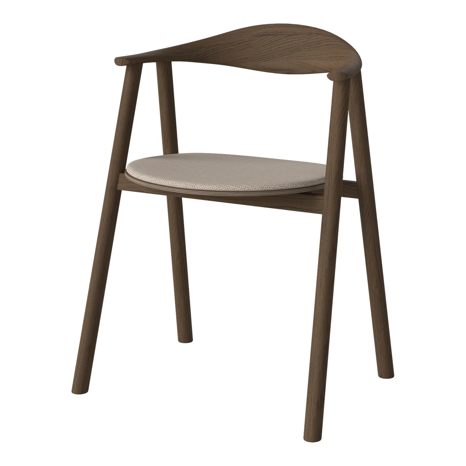 Swing Esstischstuhl aus dunkel geölter Eiche – Gepolstert, Glattes Gewebe, Light beige - ZEN ZONE Furniture