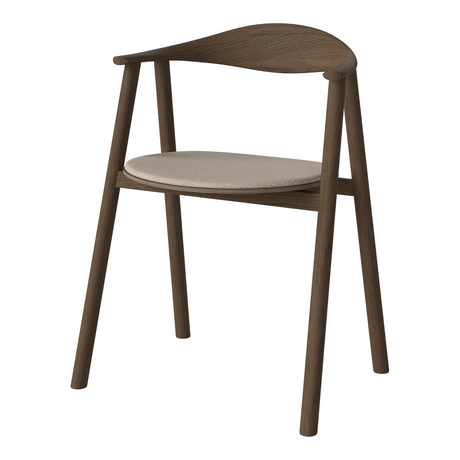 Swing Esstischstuhl aus dunkel geölter Eiche – Gepolstert, Glattes Gewebe, Light beige - ZEN ZONE Furniture