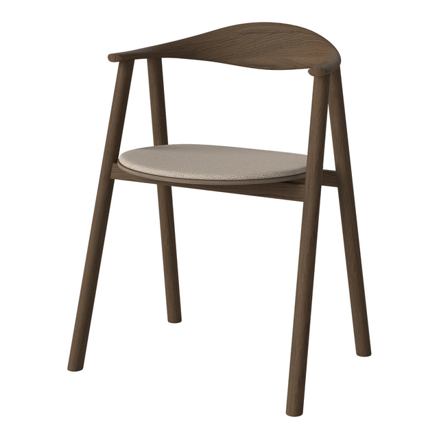 Swing Esstischstuhl aus dunkel geölter Eiche – Gepolstert, Glattes Gewebe, Light beige - ZEN ZONE Furniture