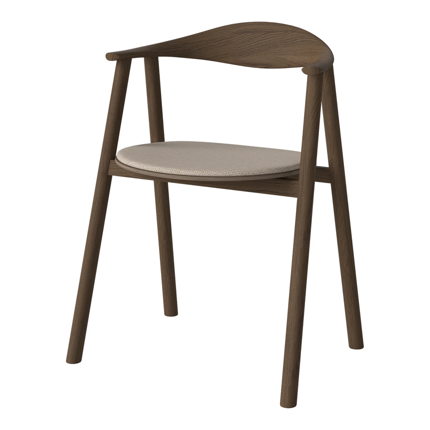 Swing Esstischstuhl aus dunkel geölter Eiche – Gepolstert, Glattes Gewebe, Light beige - ZEN ZONE Furniture