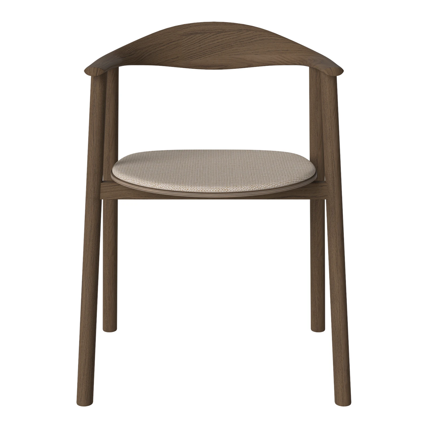 Swing Esstischstuhl aus dunkel geölter Eiche – Gepolstert, Glattes Gewebe, Light beige - ZEN ZONE Furniture