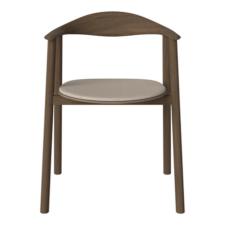 Swing Esstischstuhl aus dunkel geölter Eiche – Gepolstert, Glattes Gewebe, Light beige - ZEN ZONE Furniture