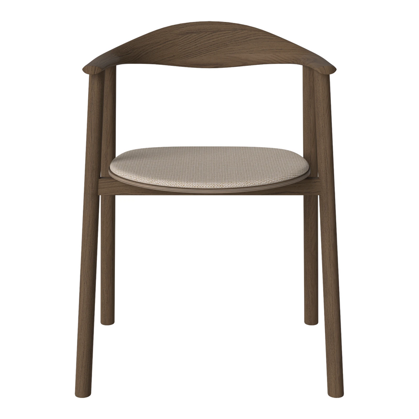 Swing Esstischstuhl aus dunkel geölter Eiche – Gepolstert, Glattes Gewebe, Light beige - ZEN ZONE Furniture