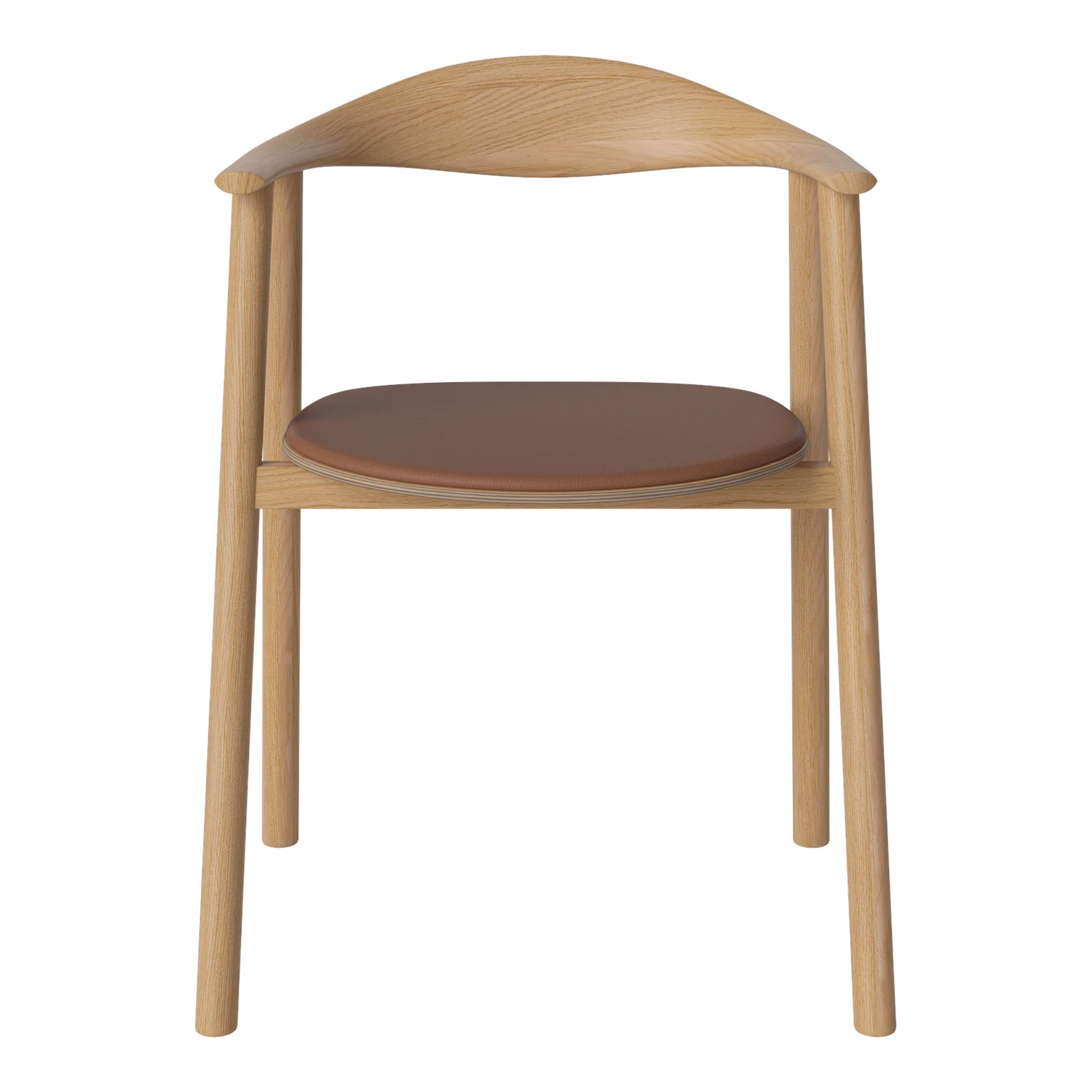 Swing Esstischstuhl aus geölter Eiche – Gepolstert, Leder, Cognac - ZEN ZONE Furniture