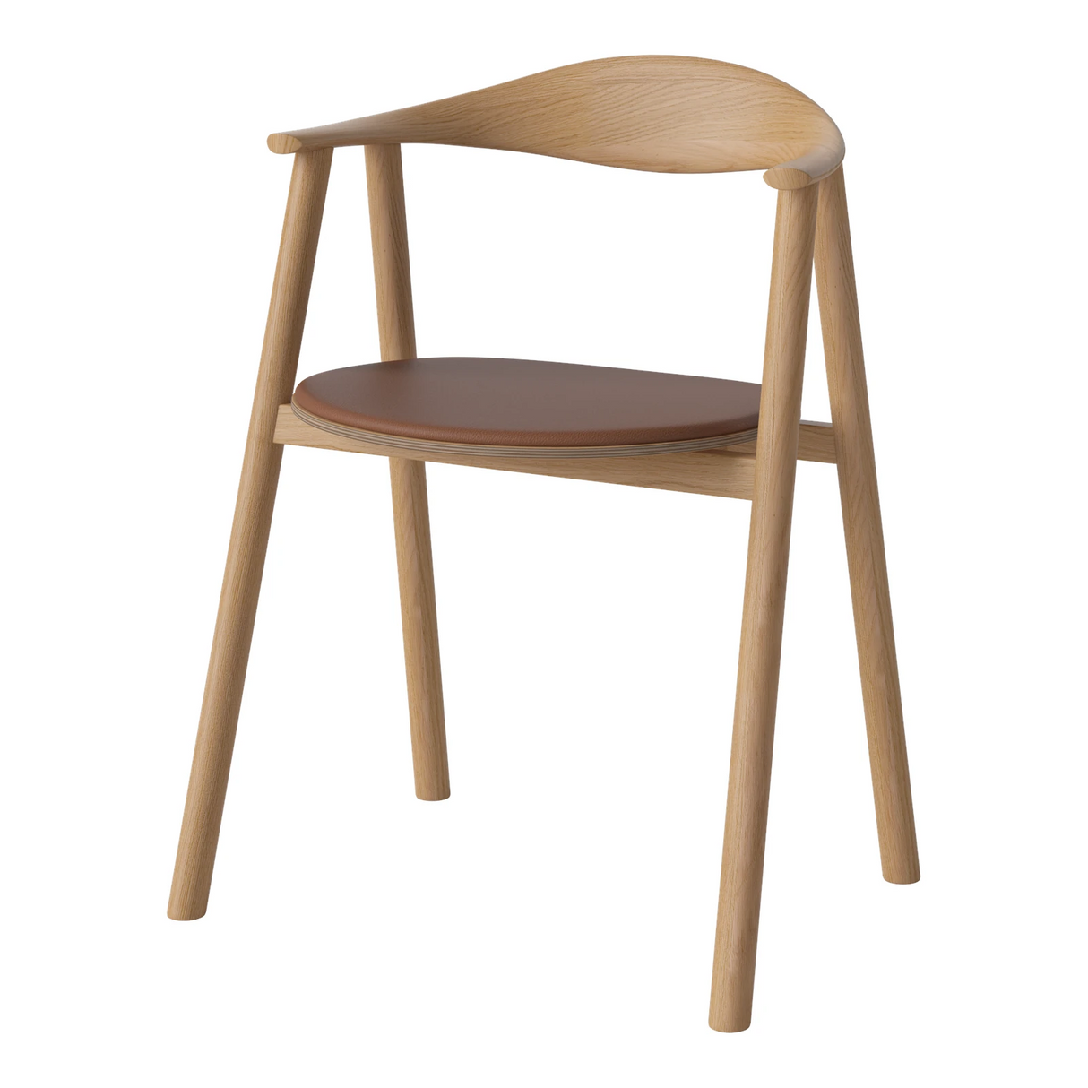 Swing Esstischstuhl aus geölter Eiche – Gepolstert, Leder, Cognac - ZEN ZONE Furniture