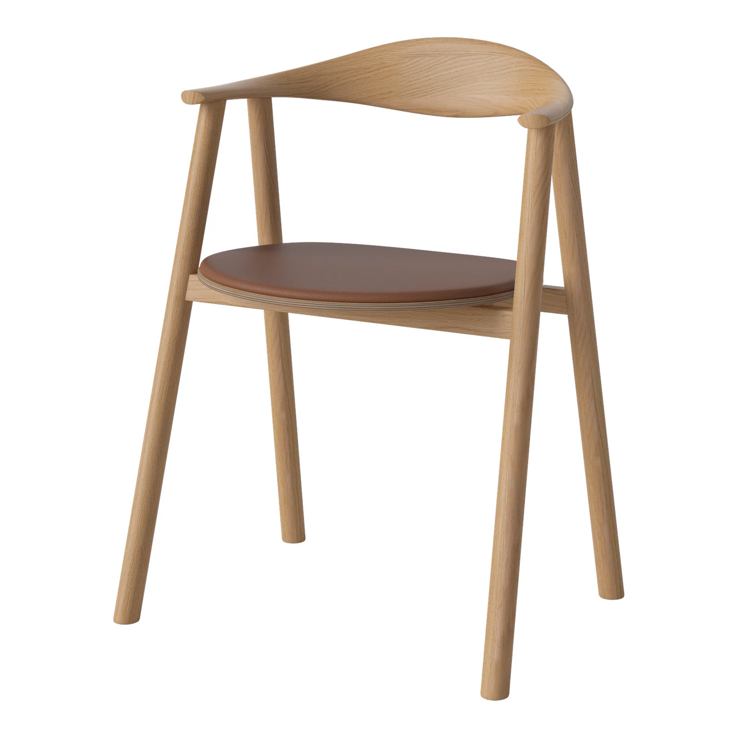 Swing Esstischstuhl aus geölter Eiche – Gepolstert, Leder, Cognac - ZEN ZONE Furniture