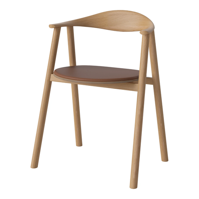 Swing Esstischstuhl aus geölter Eiche – Gepolstert, Leder, Cognac - ZEN ZONE Furniture