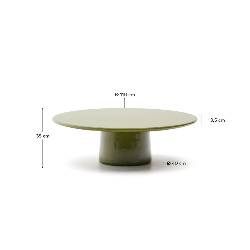 Couchtisch Albanella aus Zement mit glänzend grünem Finish Ø 110 cm - ZEN ZONE Furniture