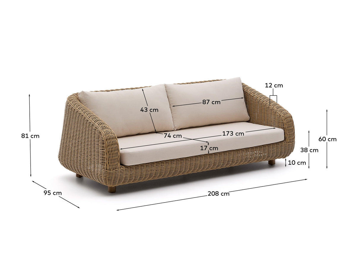 3-Sitzer-Sofa Meria aus synthetischem Rattan 208 cm - ZEN ZONE Furniture
