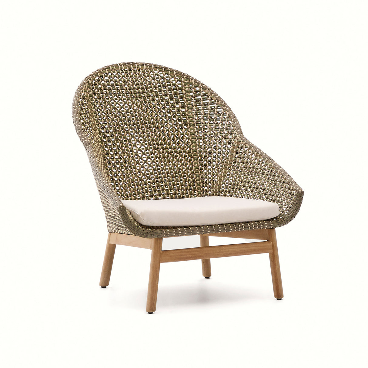Sessel Olbia mit hoher Rückenlehne aus synthetischem Rattan und massivem Teakholz FSC 100 % - ZEN ZONE Furniture