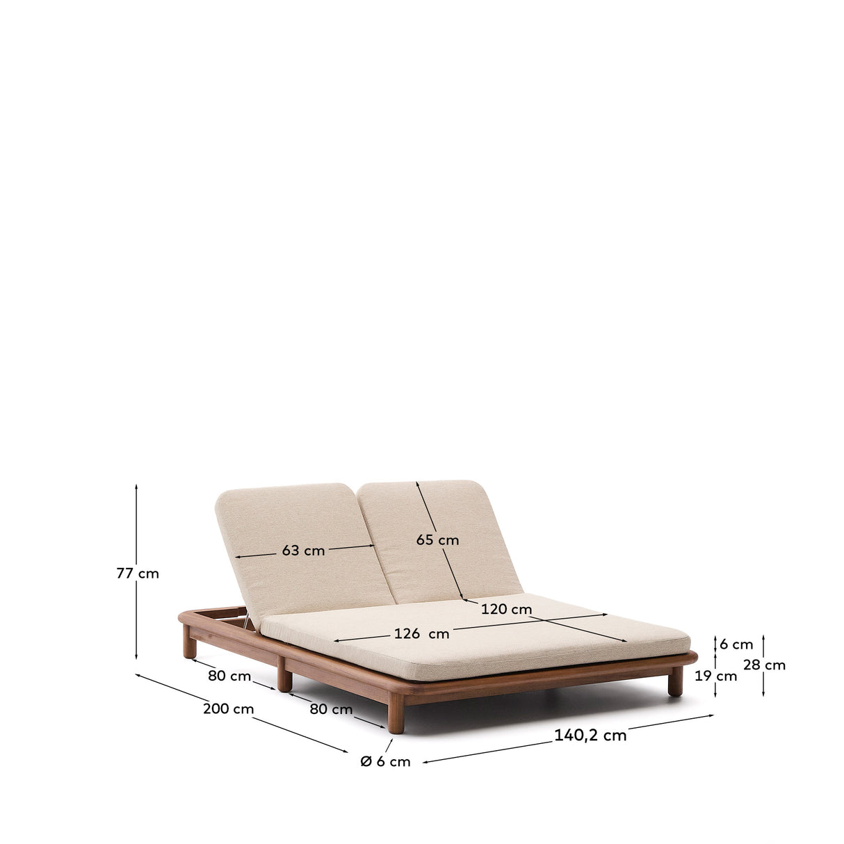 2er-Sonnenliege Turqueta aus massivem Teakholz FSC 100% - ZEN ZONE Furniture