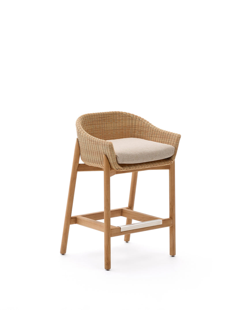 Hocker Galea aus massivem Teakholz und synthetischem Rattan 75 cm FSC 100% - ZEN ZONE Furniture