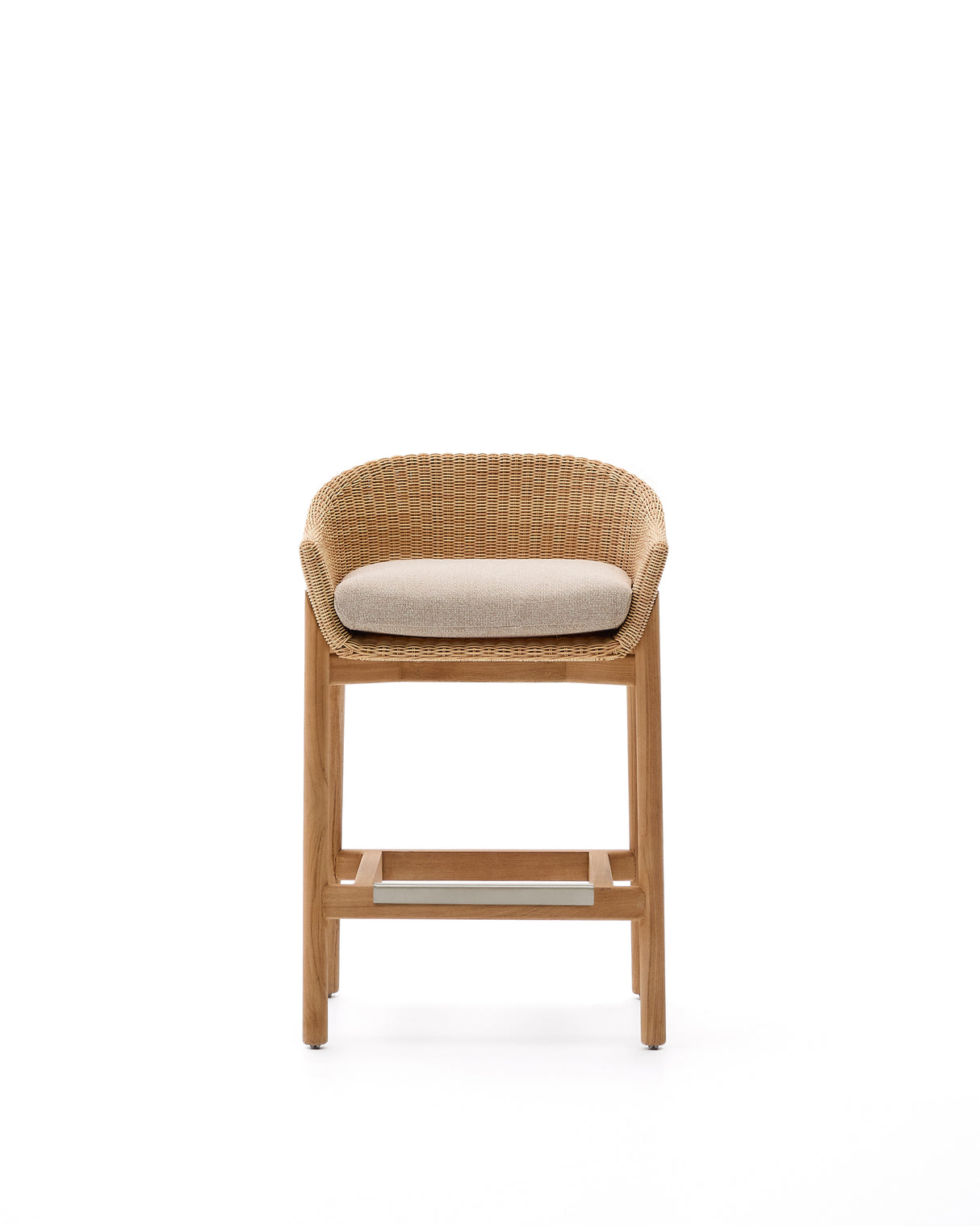 Hocker Galea aus massivem Teakholz und synthetischem Rattan 75 cm FSC 100% - ZEN ZONE Furniture