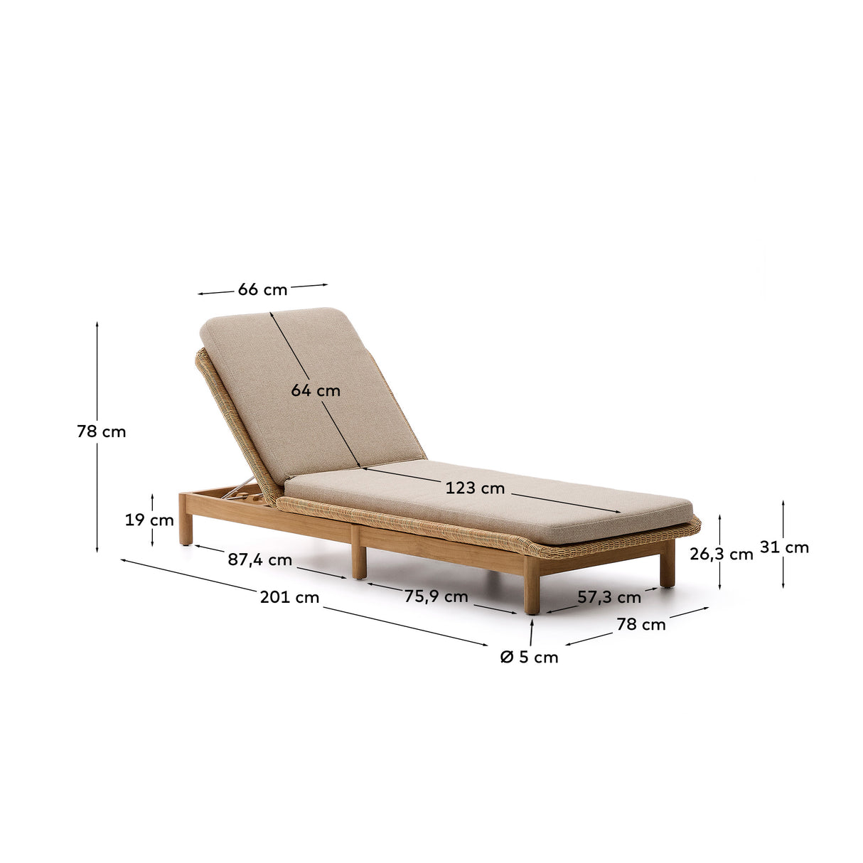 Sonnenliege Galea aus massivem Teakholz und synthetischem Rattan FSC 100% - ZEN ZONE Furniture