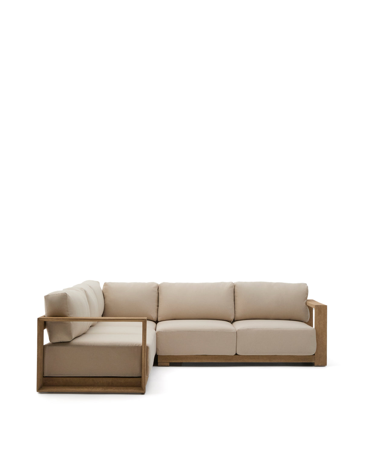 5-Sitzer-Ecksofa Ambra aus massivem Akazienholz mit hellem Finish 248 cm - ZEN ZONE Furniture