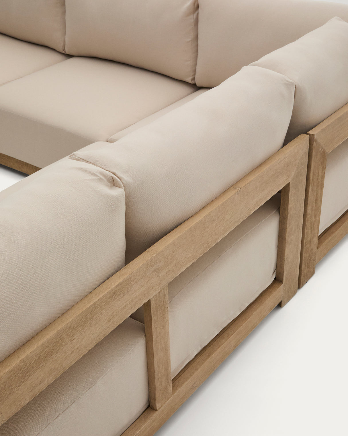 5-Sitzer-Ecksofa Ambra aus massivem Akazienholz mit hellem Finish 248 cm - ZEN ZONE Furniture