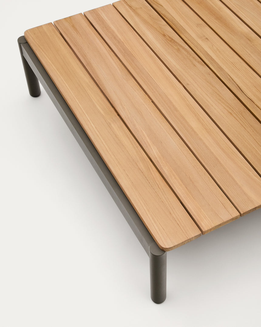 Couchtisch Sorells aus grünem Aluminium und Teakholz 89 x 91 cm FSC 100% - ZEN ZONE Furniture