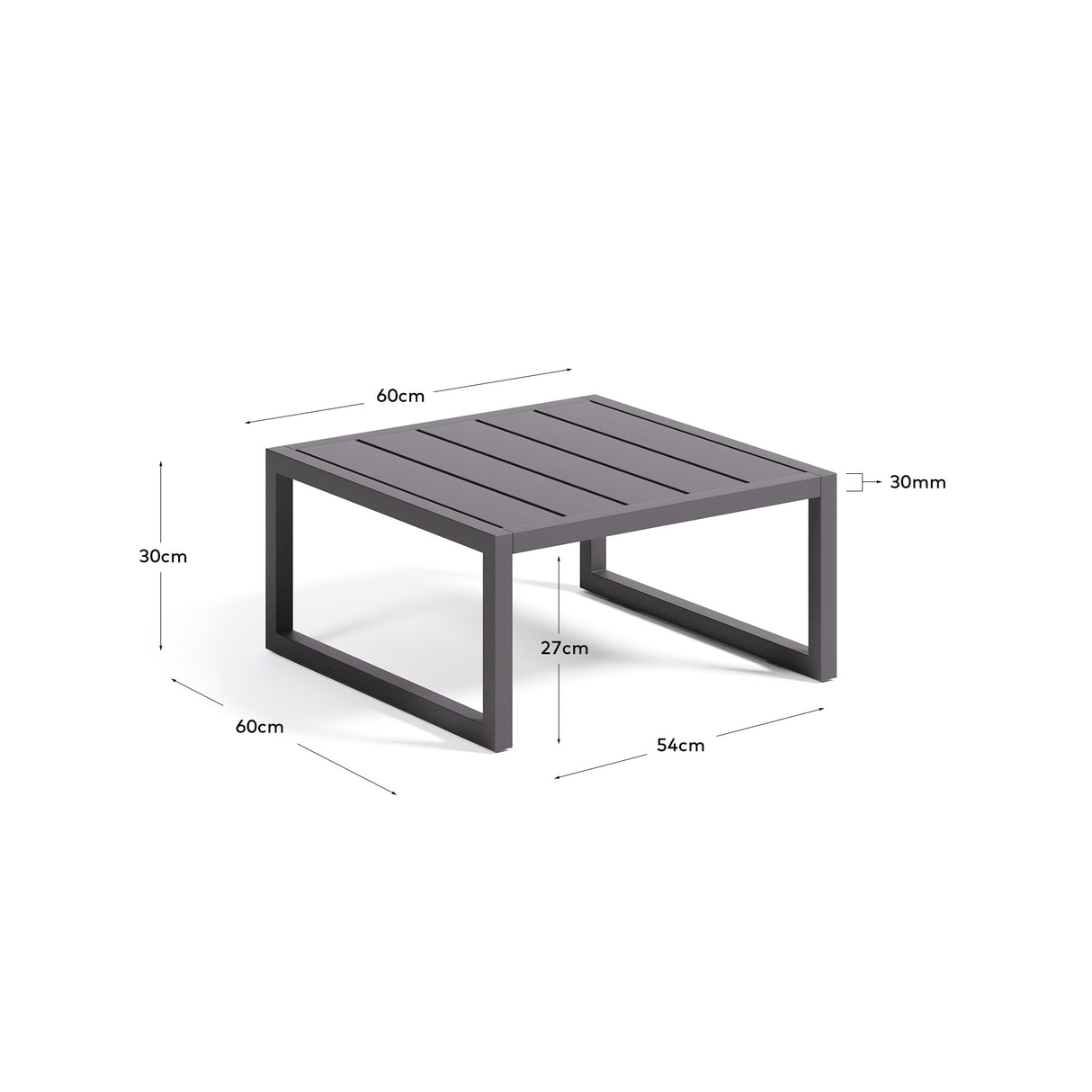 Beistelltisch Comova 100% outdoor aus schwarzem Aluminium 60 x 60 cm - ZEN ZONE Furniture