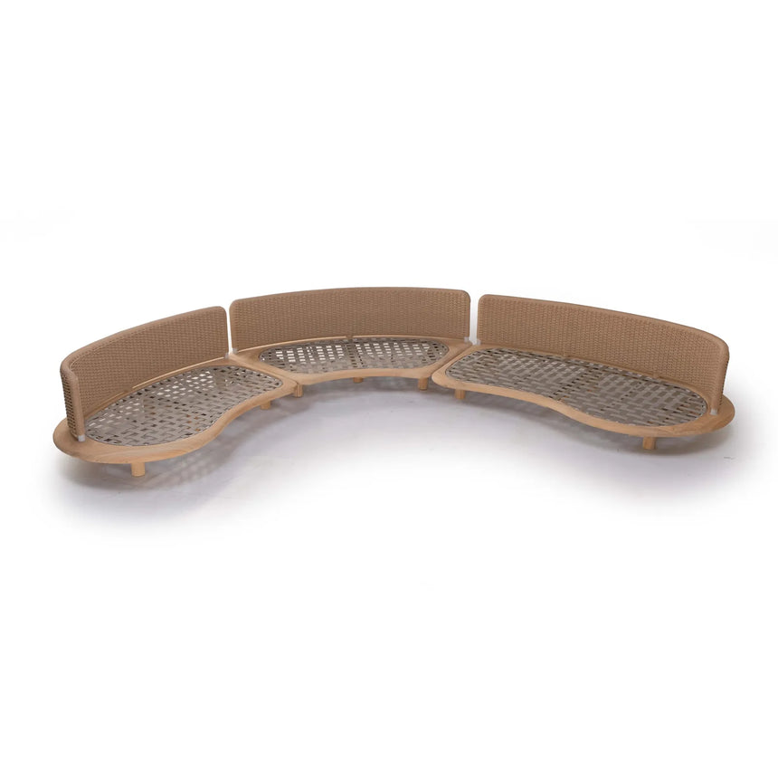 Garten Sofa Orosei, Rechte Seite, aus Naturteak und Seil in Natur, 115×187×63 cm - ZEN ZONE Furniture