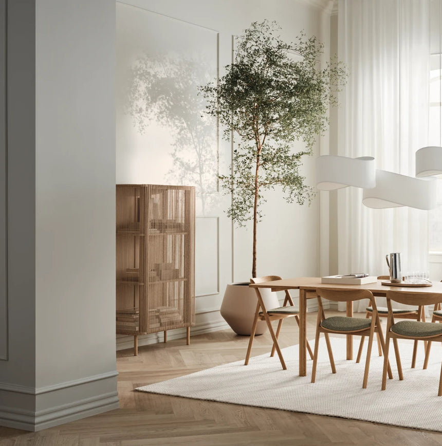 Cord Highboard, aus Eiche, geölt, Ausführung mit Cord, 90x45 cm