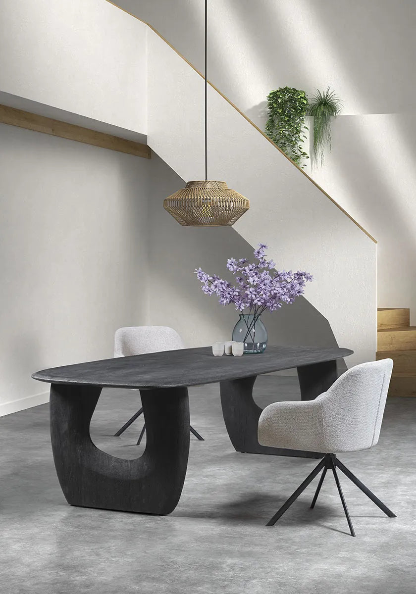 Essstuhl drehbar in Dunkelgrau, anthrazitfarbene Metallbeine LYS - ZEN ZONE Furniture