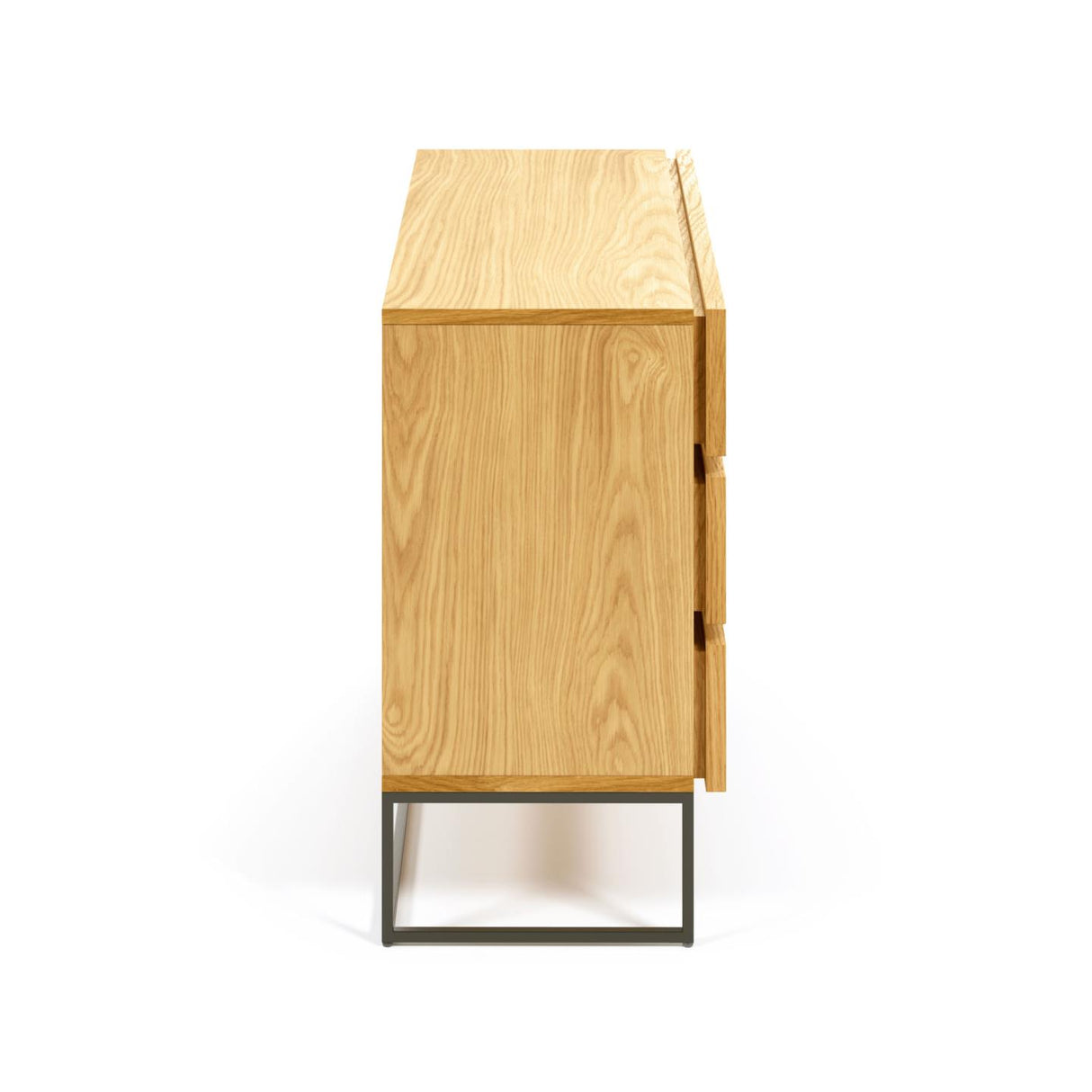 Taiana Kommode mit 3 Schubladen mit Eichenfurnier und schwarzer Stahlstruktur 100 x 78 cm - ZEN ZONE Furniture