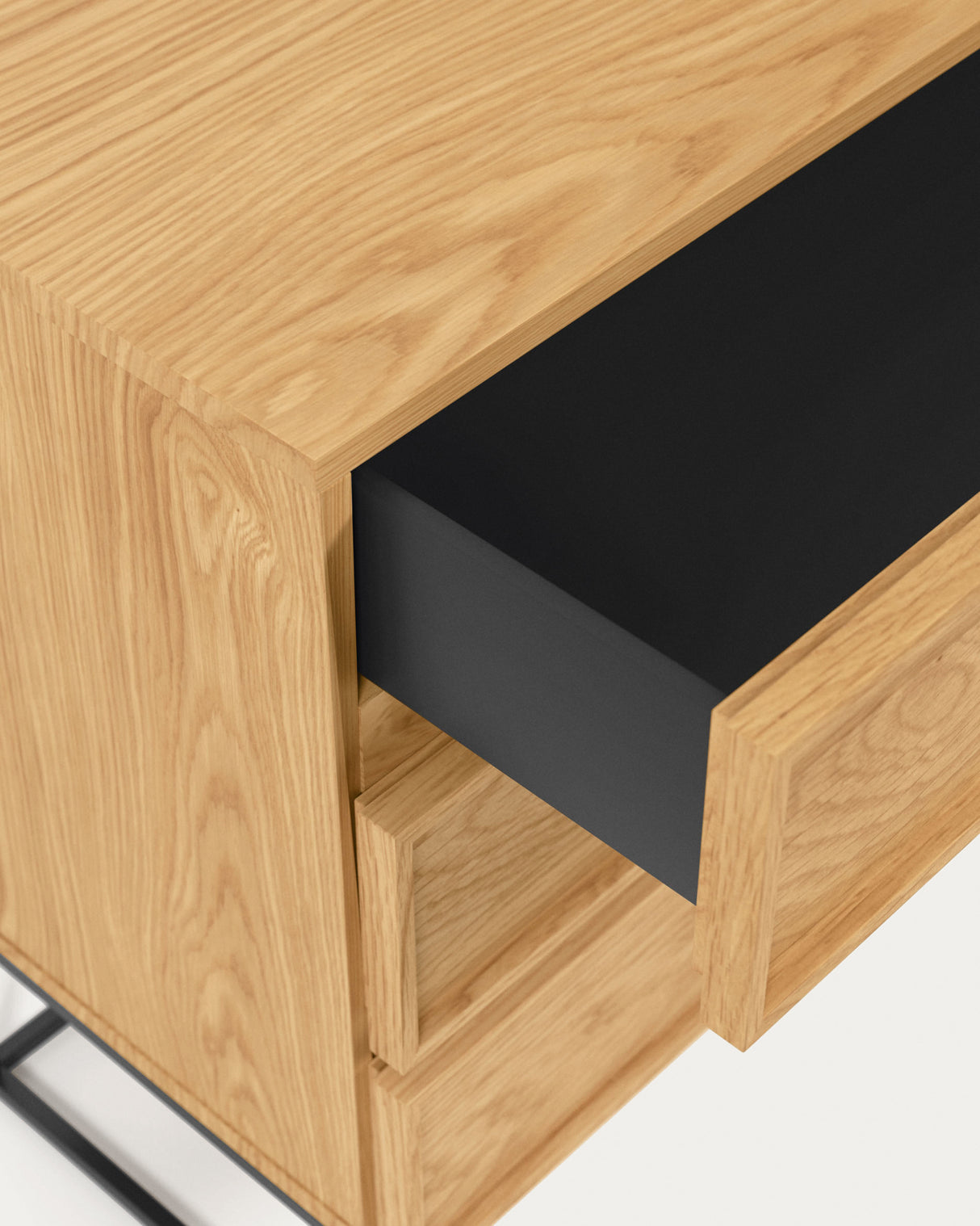 Taiana Kommode mit 3 Schubladen mit Eichenfurnier und schwarzer Stahlstruktur 100 x 78 cm - ZEN ZONE Furniture