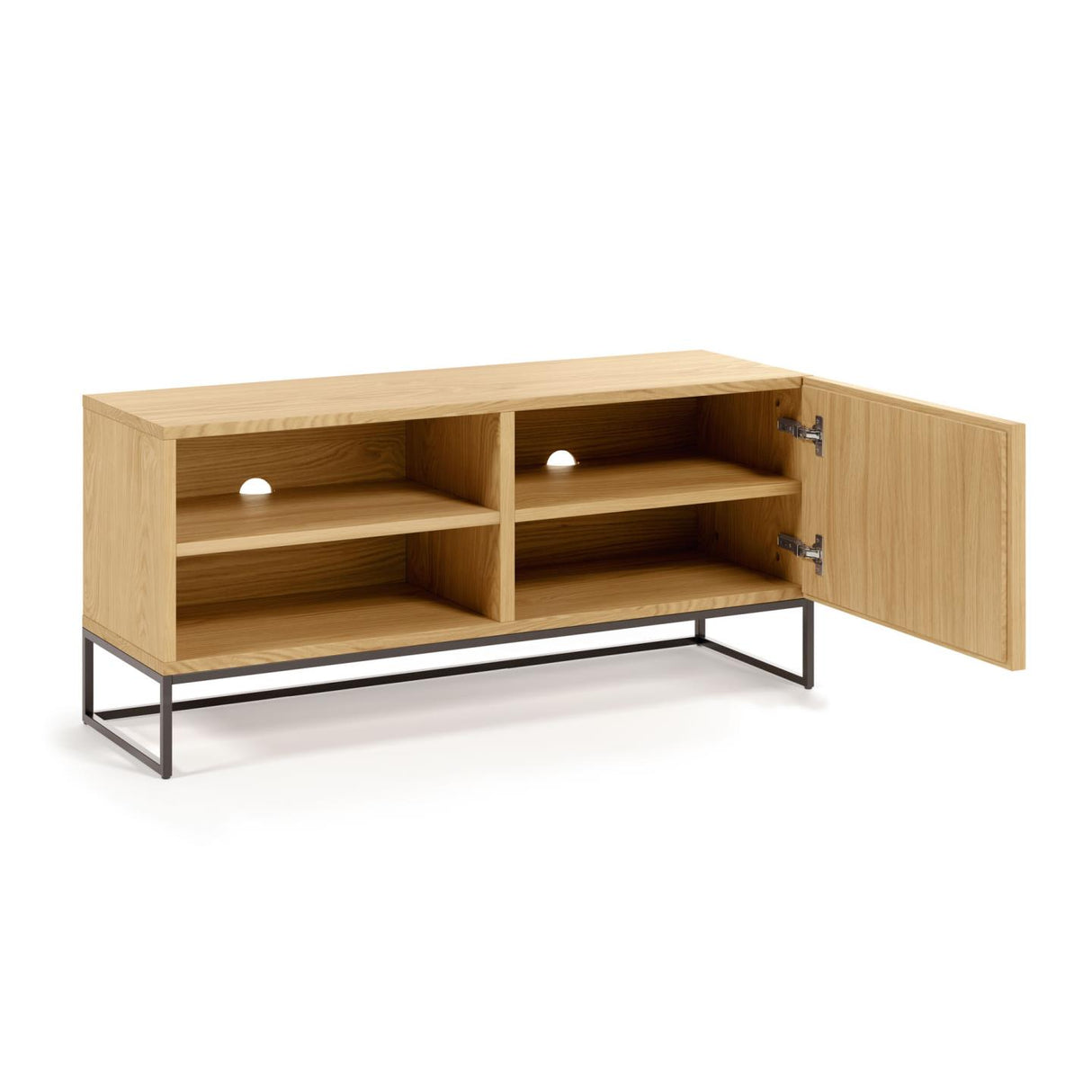 Taiana TV-Schrank 1 Türe Eichenfurnier und Stahlgestell mit schwarzem Finish 112 x 51 cm - ZEN ZONE Furniture