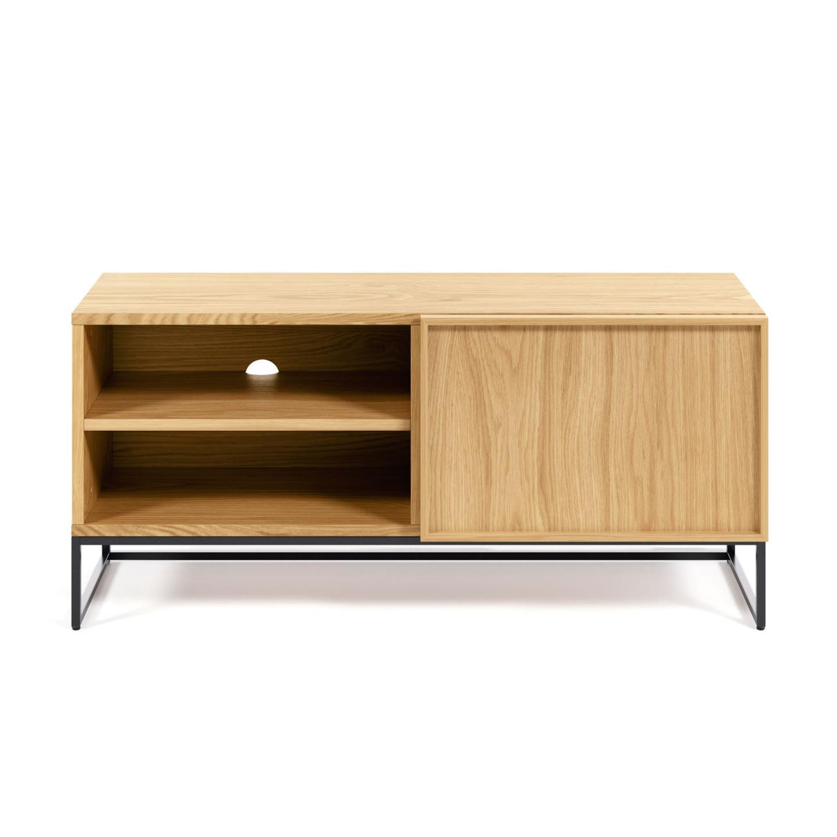 Taiana TV-Schrank 1 Türe Eichenfurnier und Stahlgestell mit schwarzem Finish 112 x 51 cm - ZEN ZONE Furniture