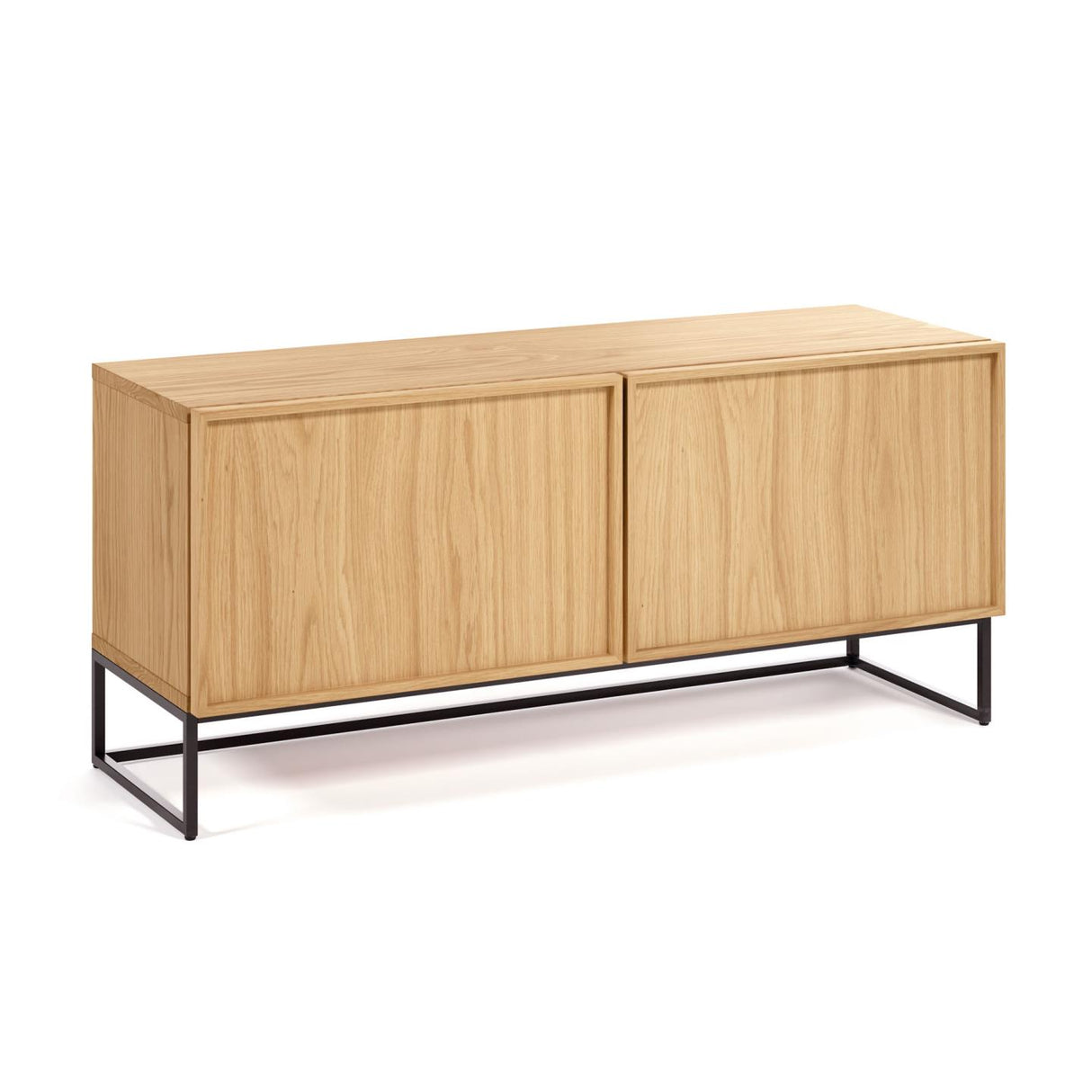 Taiana TV-Schrank 2 Türen Eichenfurnier und Stahlgestell mit schwarzem Finish 112 x 51 cm - ZEN ZONE Furniture