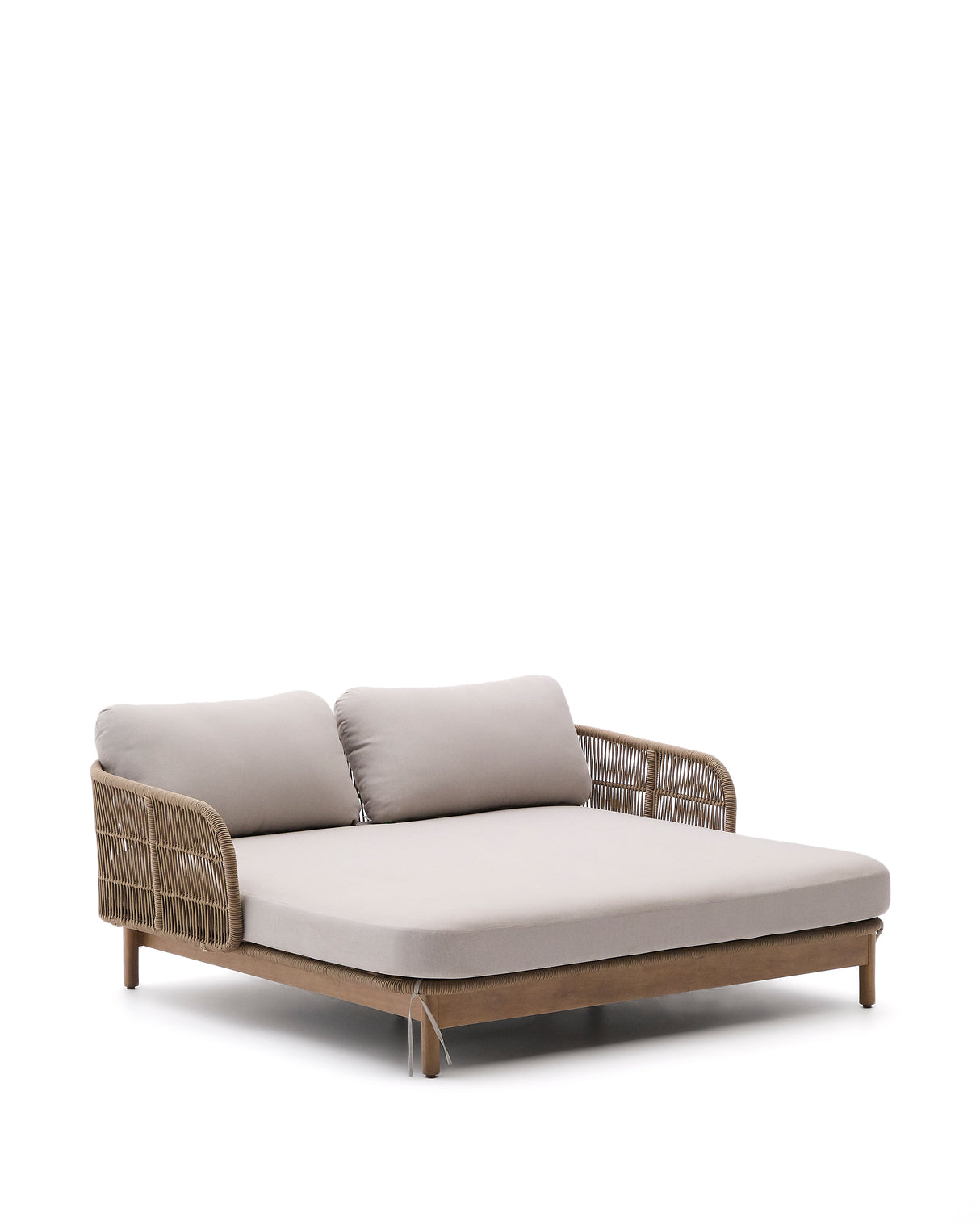 2er-Sonnenliege Catalina aus beigem Seil und massivem Akazienholz FSC 100% - ZEN ZONE Furniture