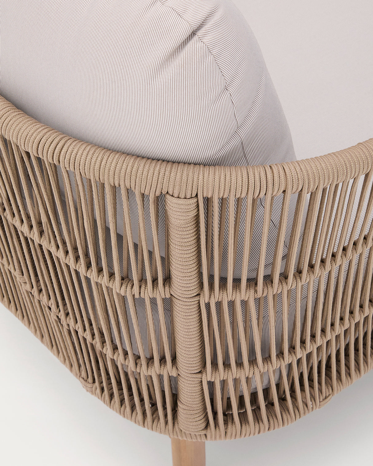 2er-Sonnenliege Catalina aus beigem Seil und massivem Akazienholz FSC 100% - ZEN ZONE Furniture