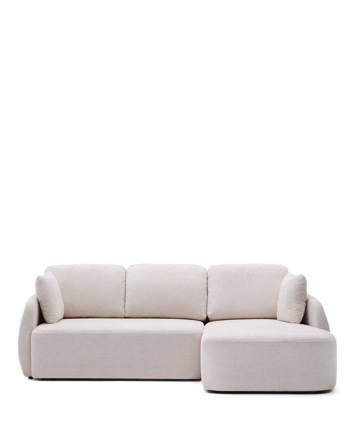 Schlafsofa Laira 3-Sitzer in Chenille mit Chaiselongue rechts ecru 246 cm FSC Mix Credit - ZEN ZONE Furniture